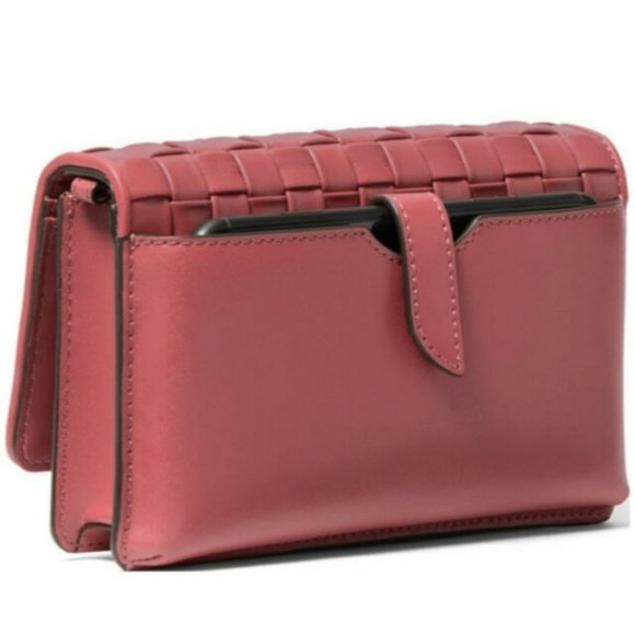 Michael Kors Jet Set Leather Woven Phone Crossbody - Picture 2 of 8